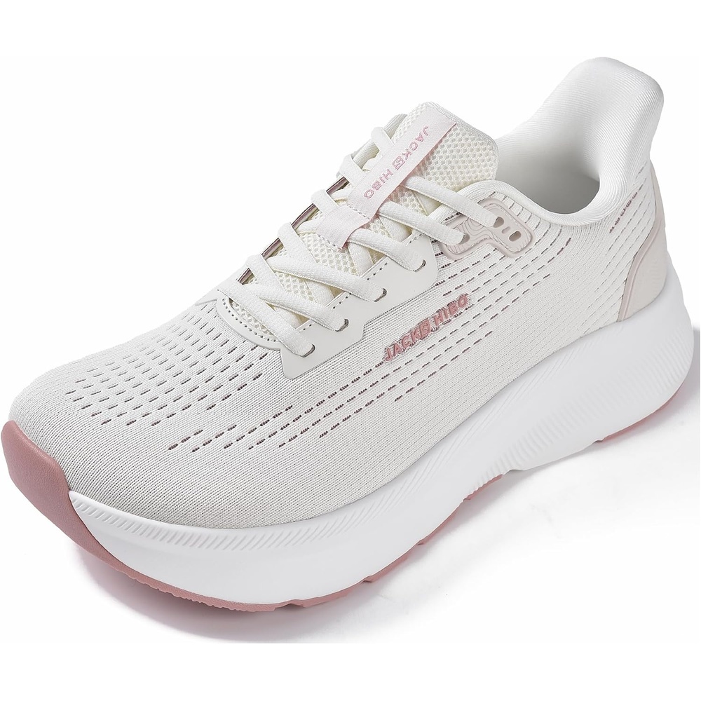 JACKSHIBO Wide Toe Box Slip on Shoes Women Arch Support Zero Drop Sneakers | Hands Free, Orthopedic Plantar Fasciitis, Thick Cushion, Width, Slip in, Running, Walking , Athletic, Tennis, Gym, Workout(Wide Toe Box Almond)