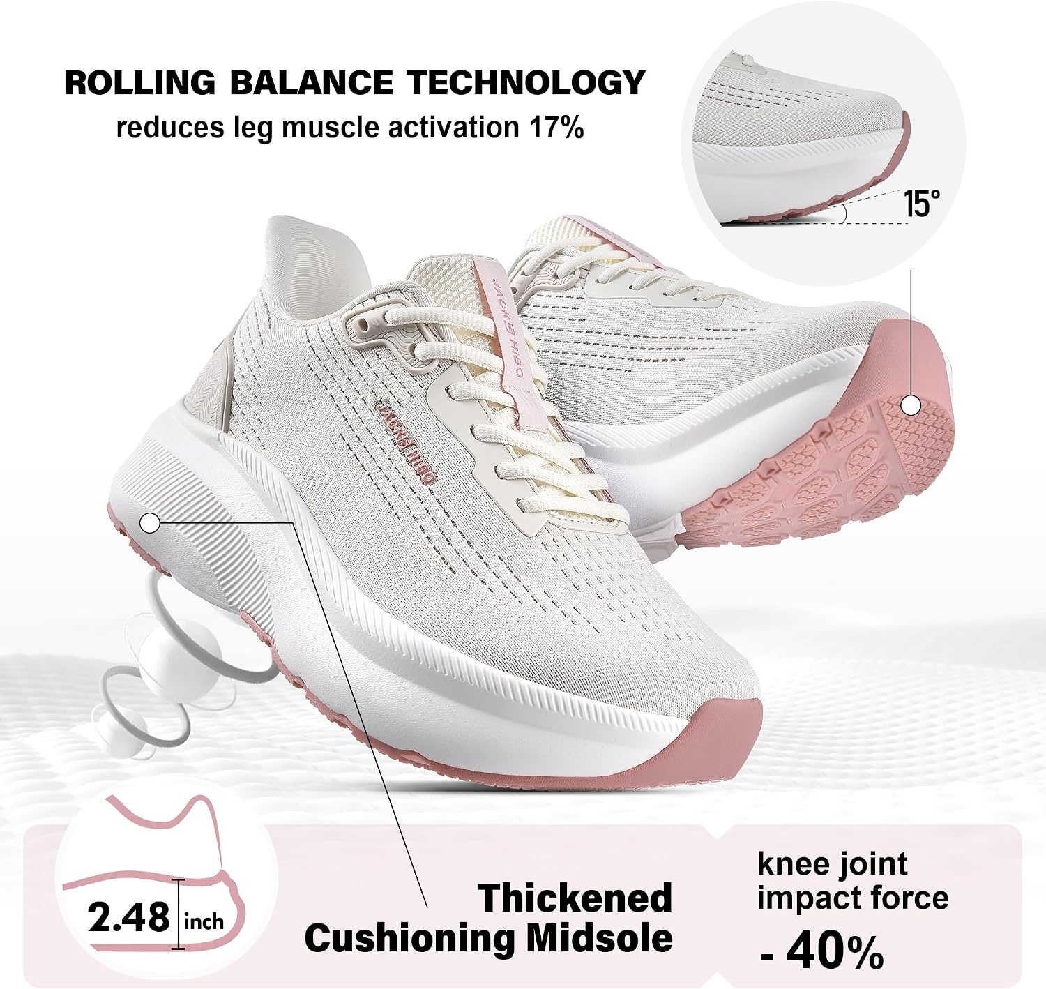 JACKSHIBO Wide Toe Box Slip on Shoes Women Arch Support Zero Drop Sneakers | Hands Free, Orthopedic Plantar Fasciitis, Thick Cushion, Width, Slip in, Running, Walking , Athletic, Tennis, Gym, Workout(Wide Toe Box Almond)