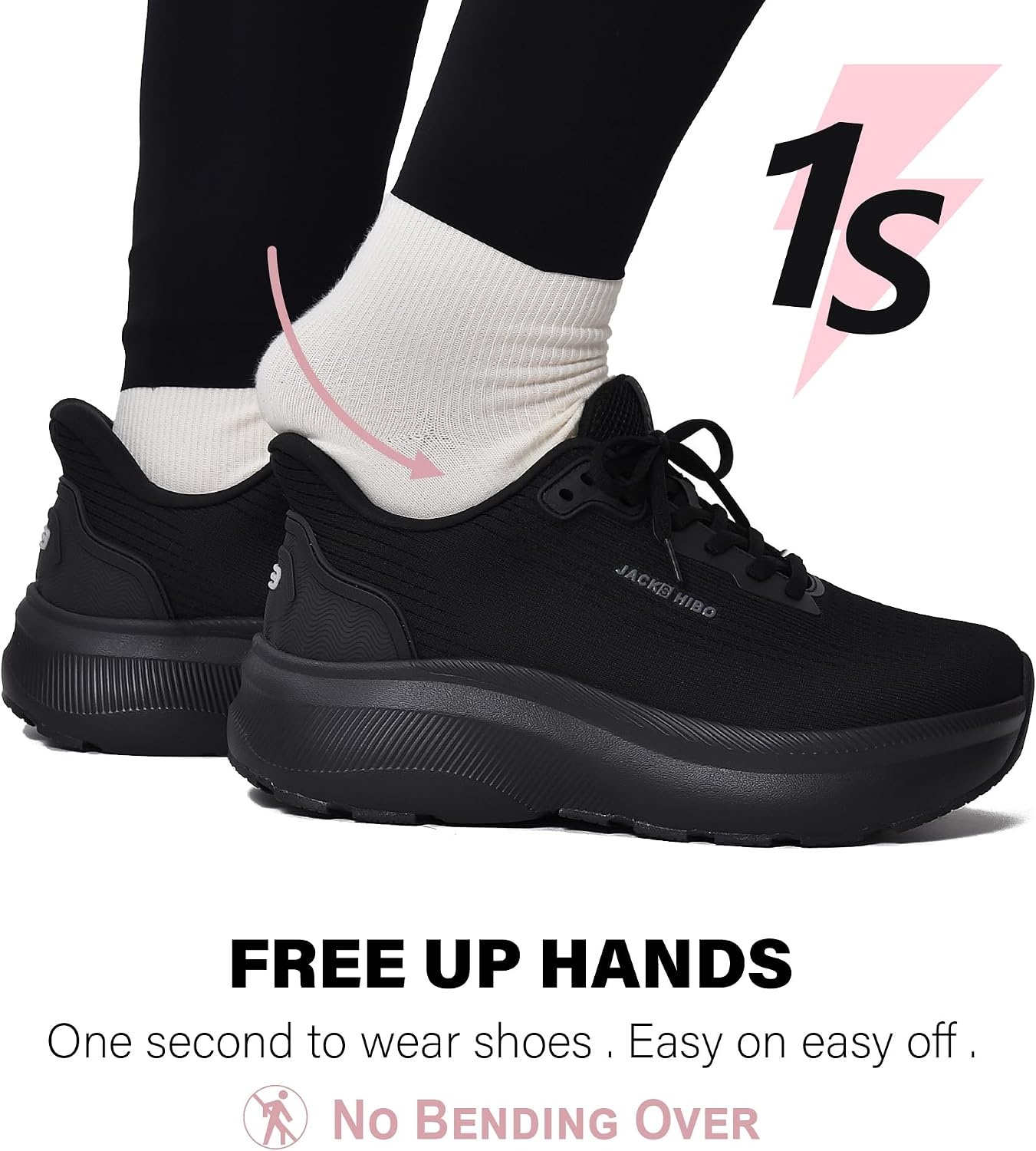 JACKSHIBO Wide Toe Box Slip on Shoes Women Arch Support Zero Drop Sneakers | Hands Free, Orthopedic Plantar Fasciitis, Thick Cushion, Width, Slip in, Running, Walking , Athletic, Tennis, Gym, Workout(Wide Toe Box Black)