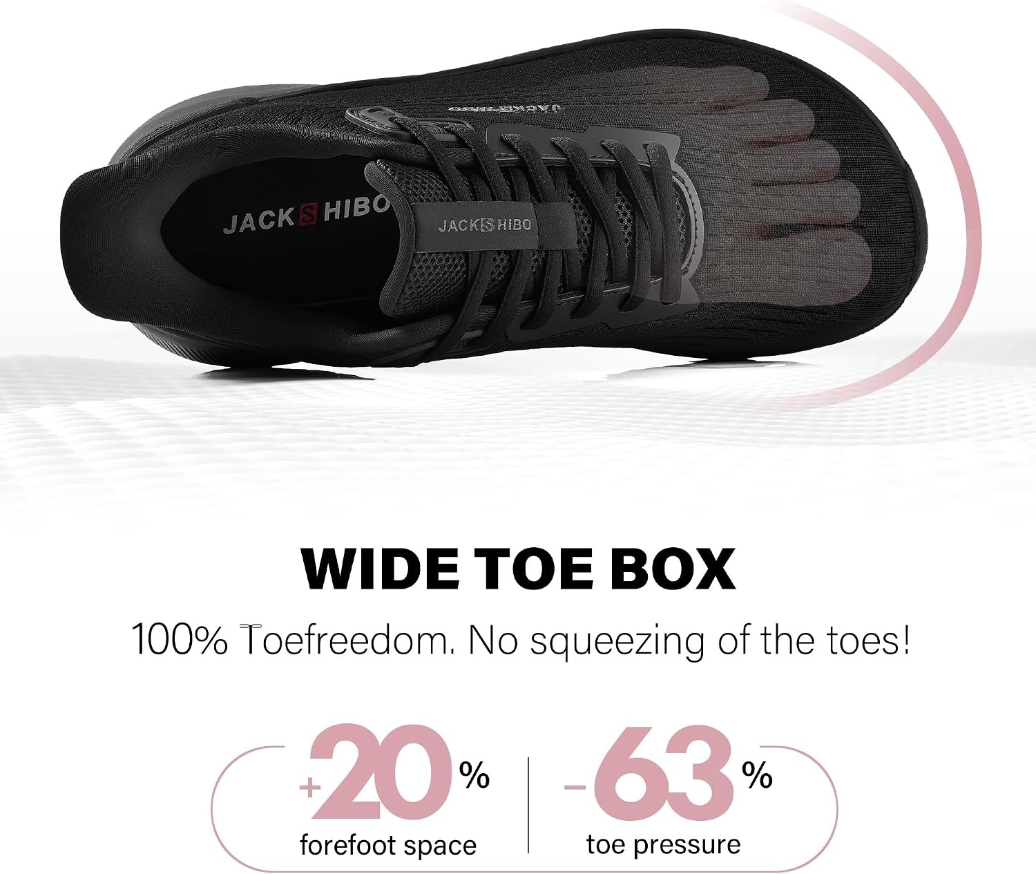 JACKSHIBO Wide Toe Box Slip on Shoes Women Arch Support Zero Drop Sneakers | Hands Free, Orthopedic Plantar Fasciitis, Thick Cushion, Width, Slip in, Running, Walking , Athletic, Tennis, Gym, Workout(Wide Toe Box Black)