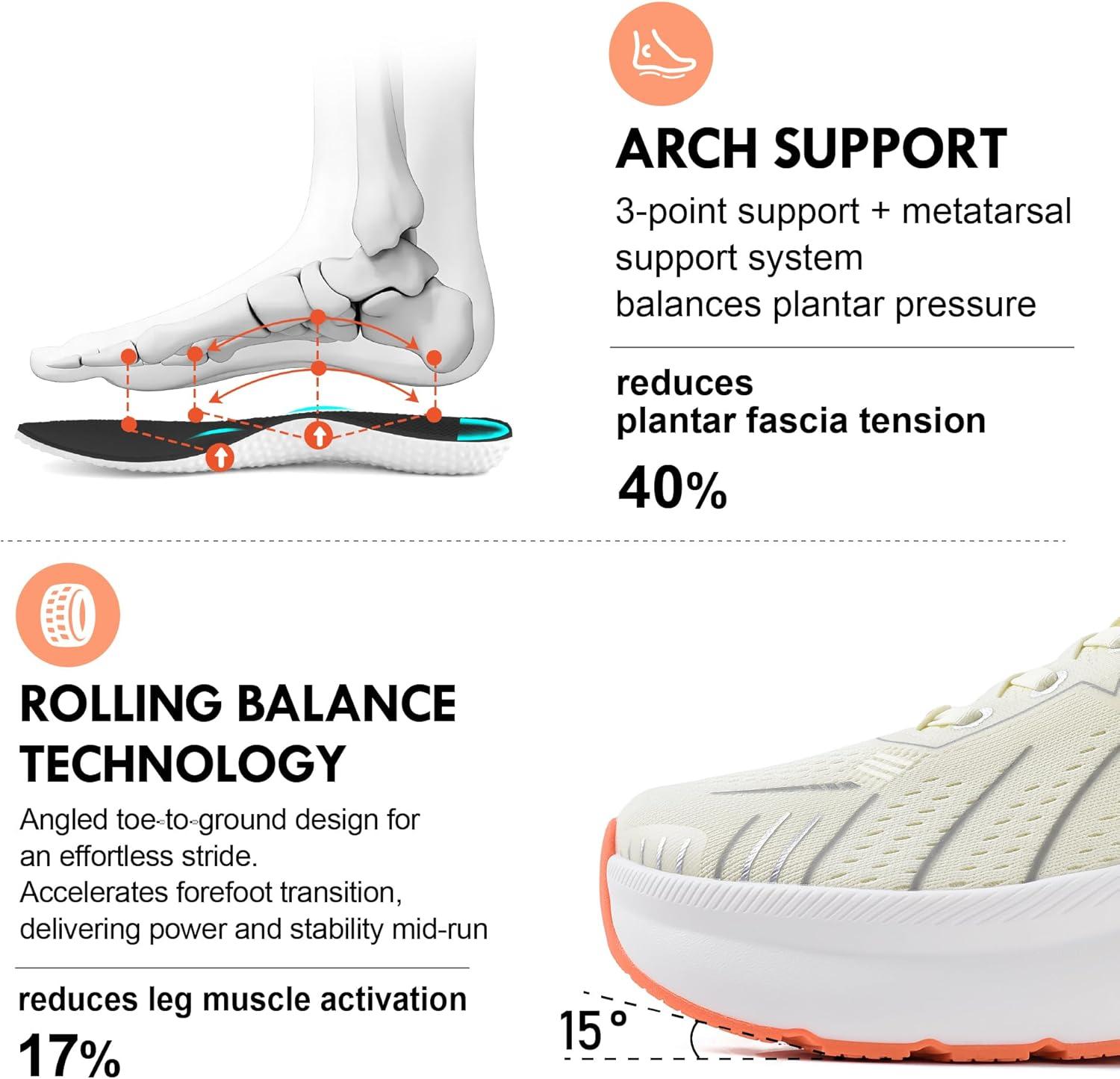 JACKSHIBO Wide Toe Box Shoes Women Slip on Running Athletic Walking Tennis Trail Slip in Sneakers Plantar Fasciitis Orthopedic Ortho Arch Support Hands Free Shoes with Zero Drop Cushion Thick Sole(Wide Toe Box Beige)