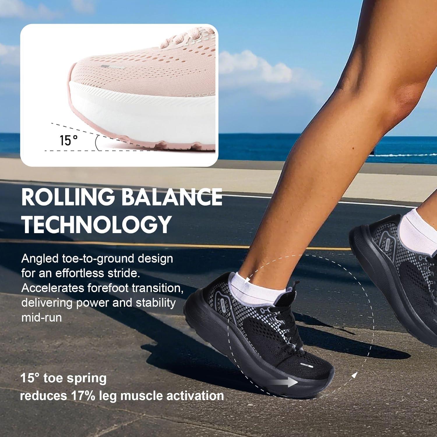 JACKSHIBO Wide Toe Box Shoes Women Arch Support Wide Sneakers for Running Walking Athletic Tennis Orthopedic Plantar Fasciitis Workout with Thick Cushion Zero Drop Sole Width Shoes(Pink)