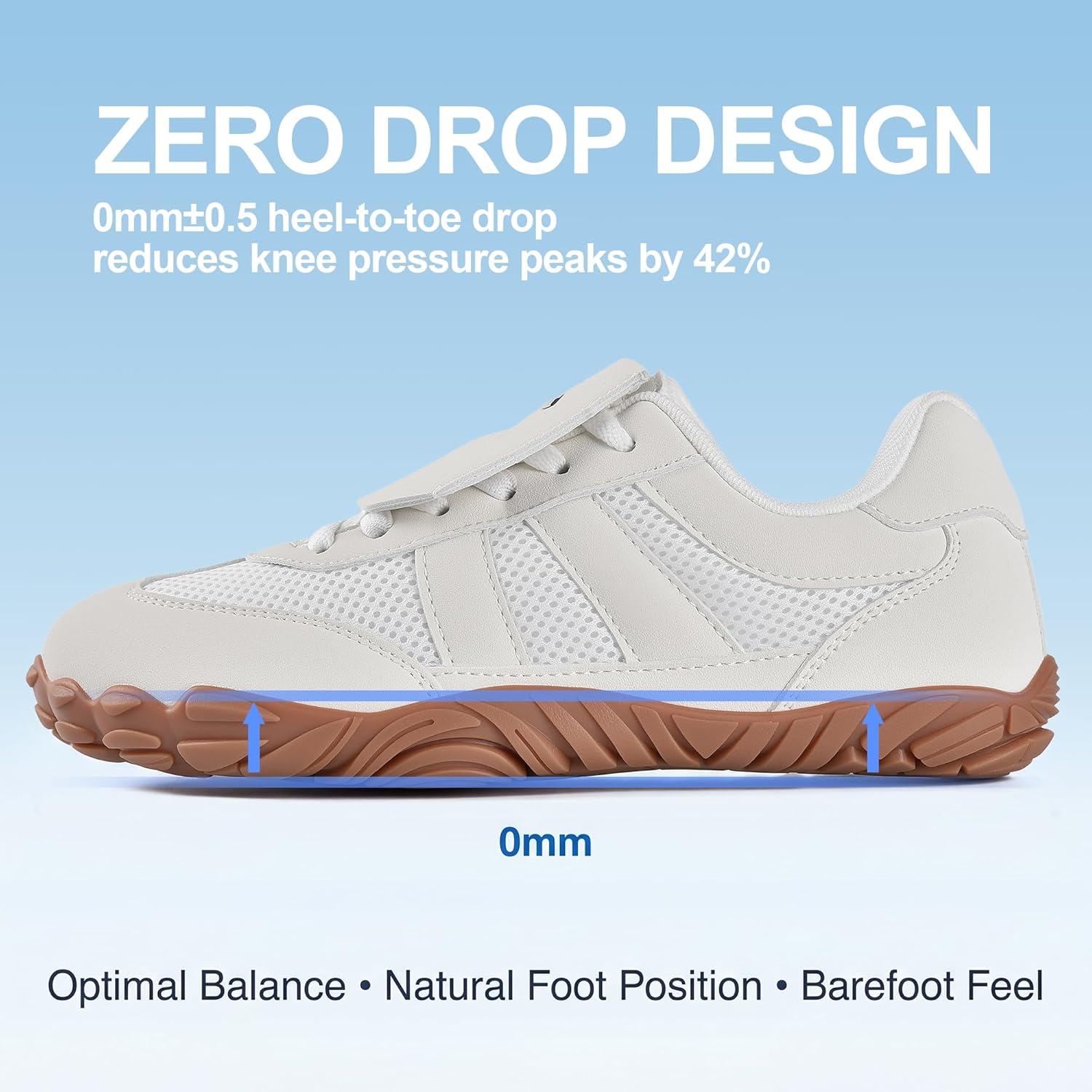 JACKSHIBO Hike Barefoot Shoes Women Footwear Wide Toe Box Zero Drop Hiking Walking Grounding Shoes Detachable Flip Tongue Non-Slip Minimalist Sneakers Orthopedic Plantar Fasciitis with Arch Support(Wide Toe Box White)