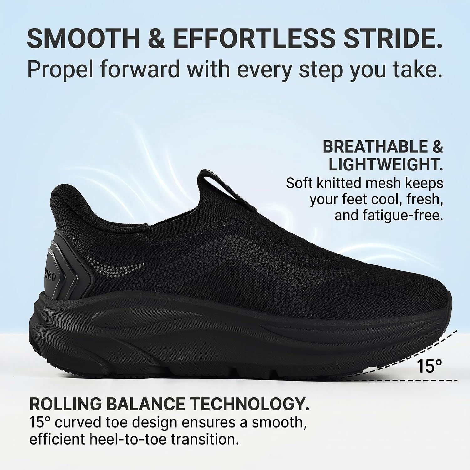 JACKSHIBO Womens Wide Toe Box Shoes Slip on Zero Drop Arch Support Sneakers | Hands Free, Orthopedic, Plantar Fasciitis, Slip in, Thick Sole, Cushion, Walking, Athletic, Tennis, Width, Metatarsal Pads(Slip on Black)