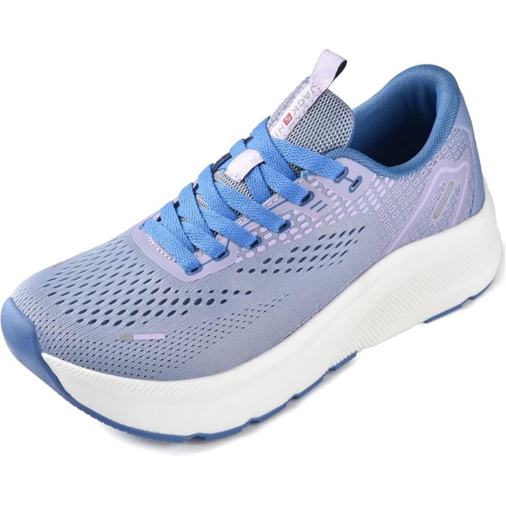 JACKSHIBO Wide Toe Box Shoes Women Arch Support Wide Sneakers for Running Walking Athletic Tennis Orthopedic Plantar Fasciitis Workout with Thick Cushion Zero Drop Sole Width Shoes(Purple)