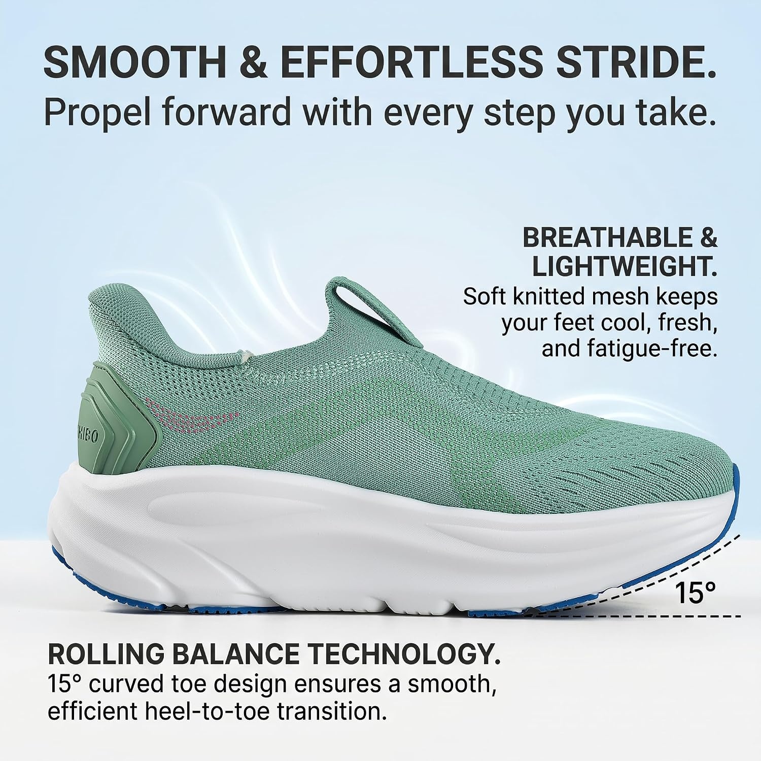 JACKSHIBO Womens Wide Toe Box Shoes Slip on Zero Drop Arch Support Sneakers | Hands Free, Orthopedic, Plantar Fasciitis, Slip in, Thick Sole, Cushion, Walking, Athletic, Tennis, Width, Metatarsal Pads(Slip on Green)