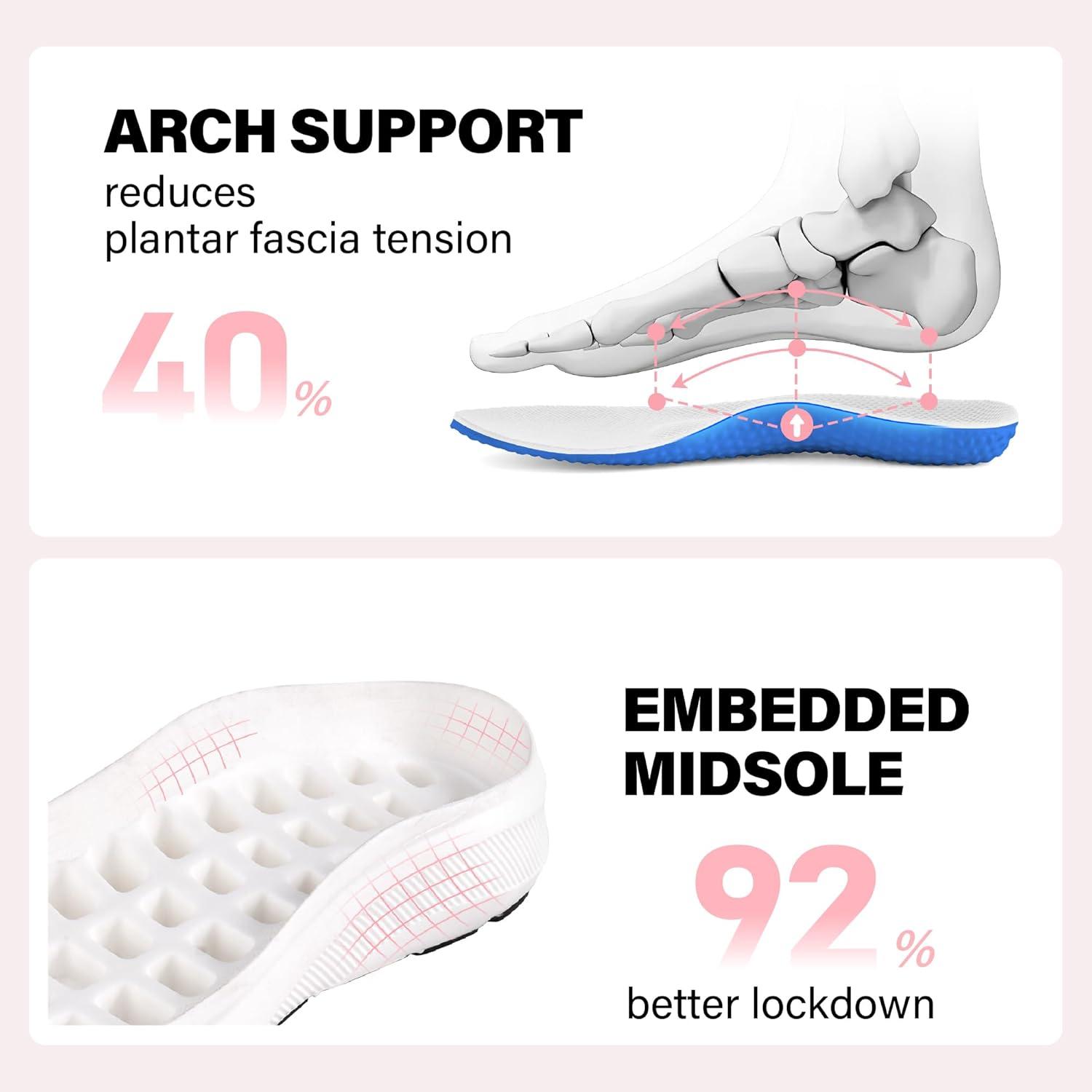 JACKSHIBO Wide Toe Box Shoes Women Slip in Arch Support Slip on Sneakers for Running Walking Athletic Tennis Orthopedic Plantar Fasciitis Thick Cushion Zero Drop Sole Width Hands Free Shoes(Wide Toe Box Almond)