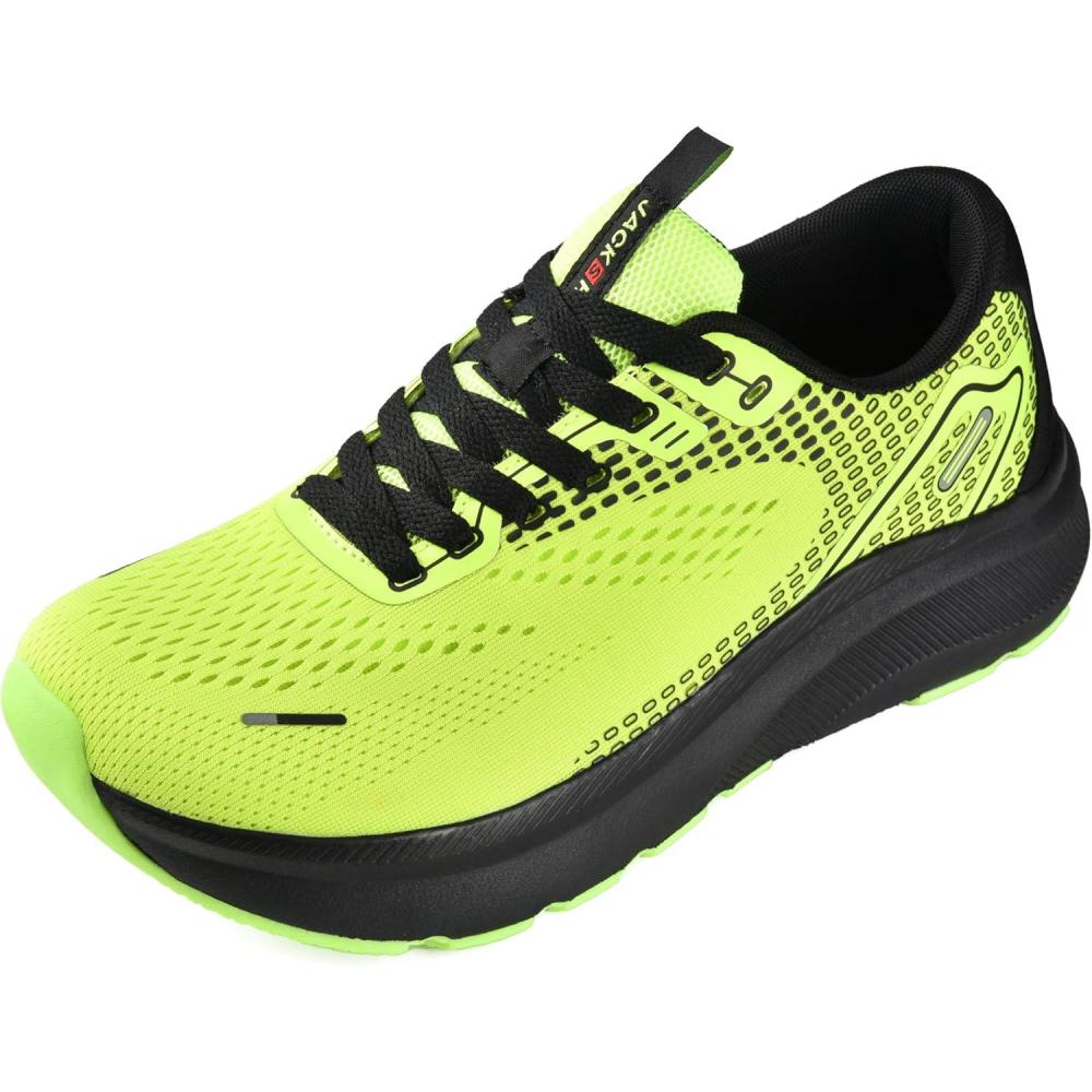 JACKSHIBO Wide Toe Box Shoes for Men Arch Support Shoes Wide Width Sneakers for Running Walking Athletic Tennis Orthopedic Plantar Fasciitis Workout with Thick Cushioned Zero Drop Sole(Green)