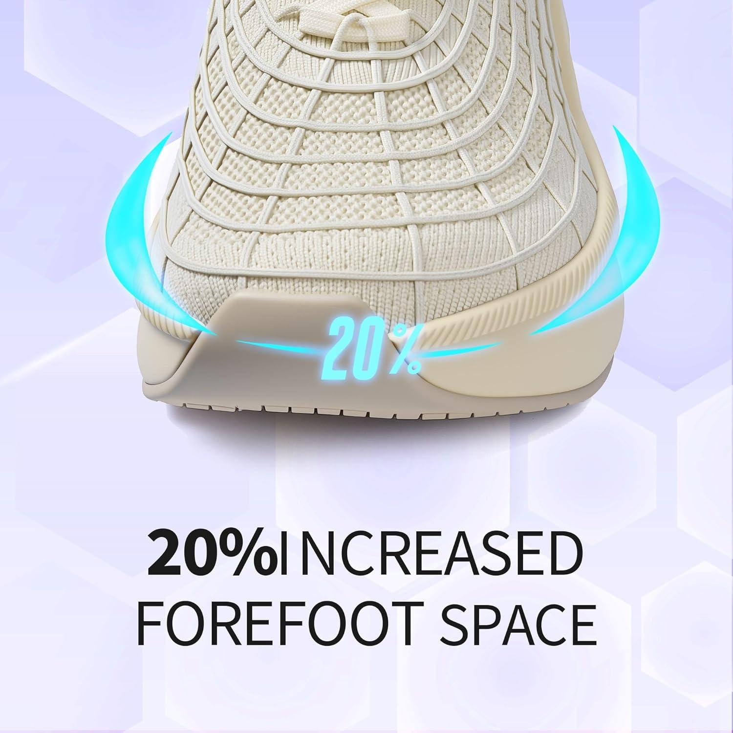 JACKSHIBO Wide Toe Box Shoes Women Slip on Sneakers Slip in Arch Support Plantar Fasciitis Orthopedic for Walking Tennis Athletic Cushion Thick Sole Zero Drop Hands Free Shoes with Metatarsal Pads(Wide Toe Box Beige)