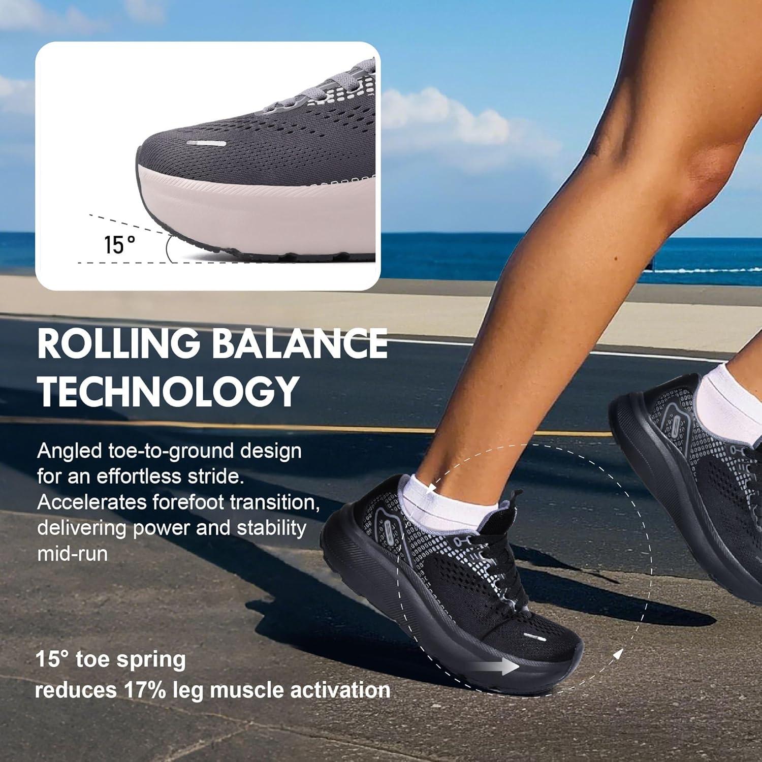 JACKSHIBO Wide Toe Box Shoes Women Arch Support Wide Sneakers for Running Walking Athletic Tennis Orthopedic Plantar Fasciitis Workout with Thick Cushion Zero Drop Sole Width Shoes(Grey)