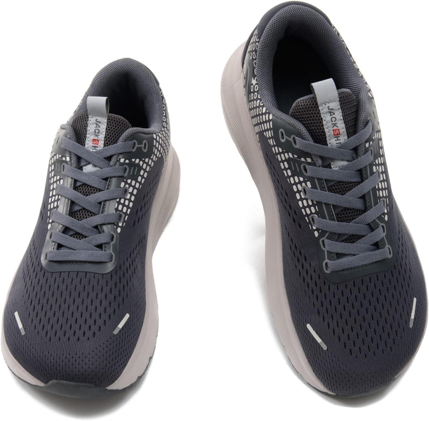 JACKSHIBO Wide Toe Box Shoes Women Arch Support Wide Sneakers for Running Walking Athletic Tennis Orthopedic Plantar Fasciitis Workout with Thick Cushion Zero Drop Sole Width Shoes(Grey)