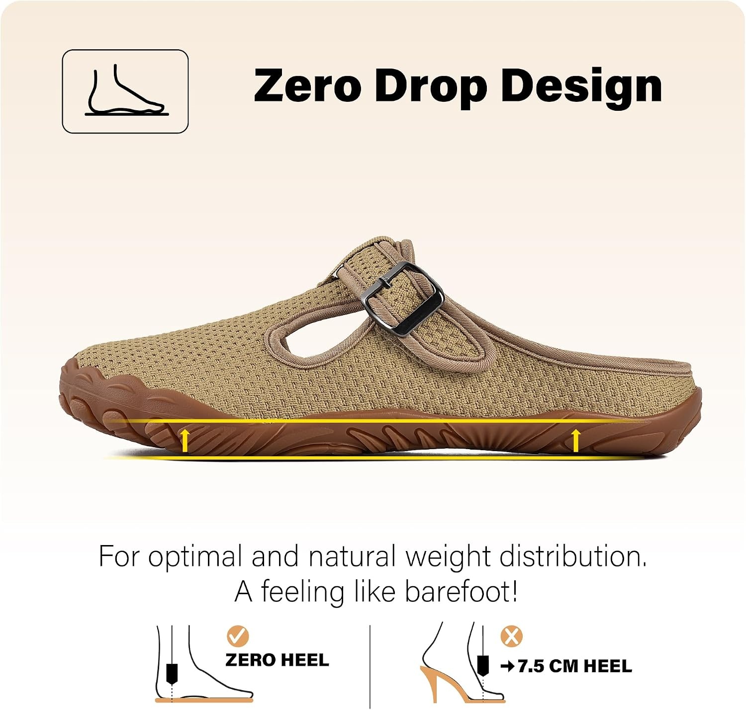 JACKSHIBO Women’s Mesh Mule Clogs Wide Toe Box Arch Support Slippers | Slip on, Closed Toe, Zero Drop, Plantar Fasciitis Orthopedic, Adjustable Buckle, Metatarsal Pads, Indoor Outdoor Backless(Slip on Brown)