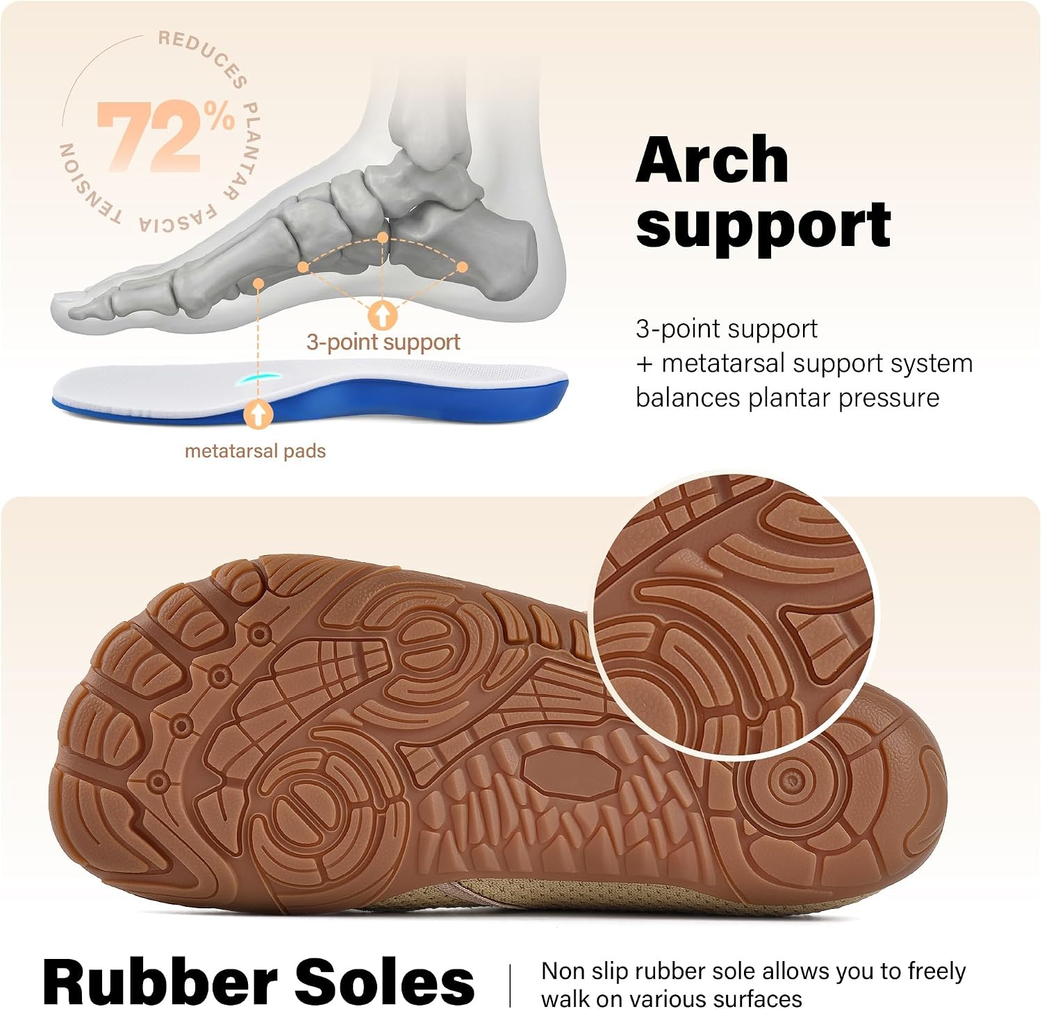 JACKSHIBO Women’s Mesh Mule Clogs Wide Toe Box Arch Support Slippers | Slip on, Closed Toe, Zero Drop, Plantar Fasciitis Orthopedic, Adjustable Buckle, Metatarsal Pads, Indoor Outdoor Backless(Slip on Brown)