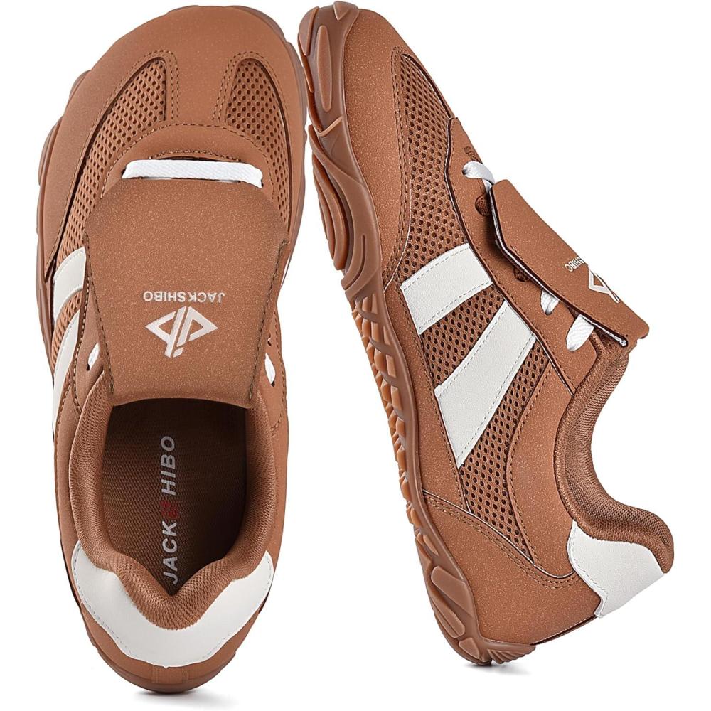 JACKSHIBO Hike Barefoot Shoes Women Footwear Wide Toe Box Zero Drop Hiking Walking Grounding Shoes Detachable Flip Tongue Non-Slip Minimalist Sneakers Orthopedic Plantar Fasciitis with Arch Support(Wide Toe Box Brown)