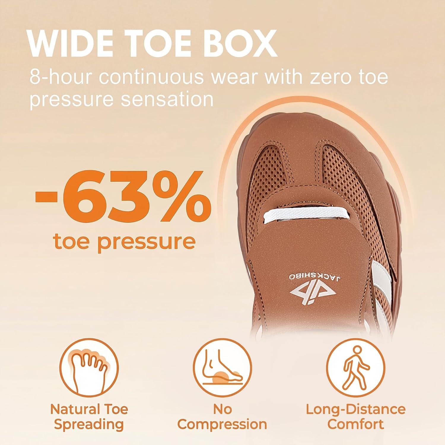 JACKSHIBO Hike Barefoot Shoes Women Footwear Wide Toe Box Zero Drop Hiking Walking Grounding Shoes Detachable Flip Tongue Non-Slip Minimalist Sneakers Orthopedic Plantar Fasciitis with Arch Support(Wide Toe Box Brown)