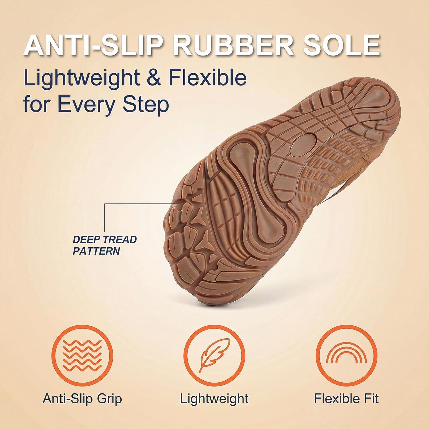 JACKSHIBO Hike Barefoot Shoes Women Footwear Wide Toe Box Zero Drop Hiking Walking Grounding Shoes Detachable Flip Tongue Non-Slip Minimalist Sneakers Orthopedic Plantar Fasciitis with Arch Support(Wide Toe Box Brown)