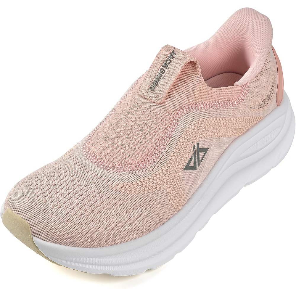 JACKSHIBO Womens Wide Toe Box Shoes Slip on Zero Drop Arch Support Sneakers | Hands Free, Orthopedic, Plantar Fasciitis, Slip in, Thick Sole, Cushion, Walking, Athletic, Tennis, Width, Metatarsal Pads(Slip on Pink)