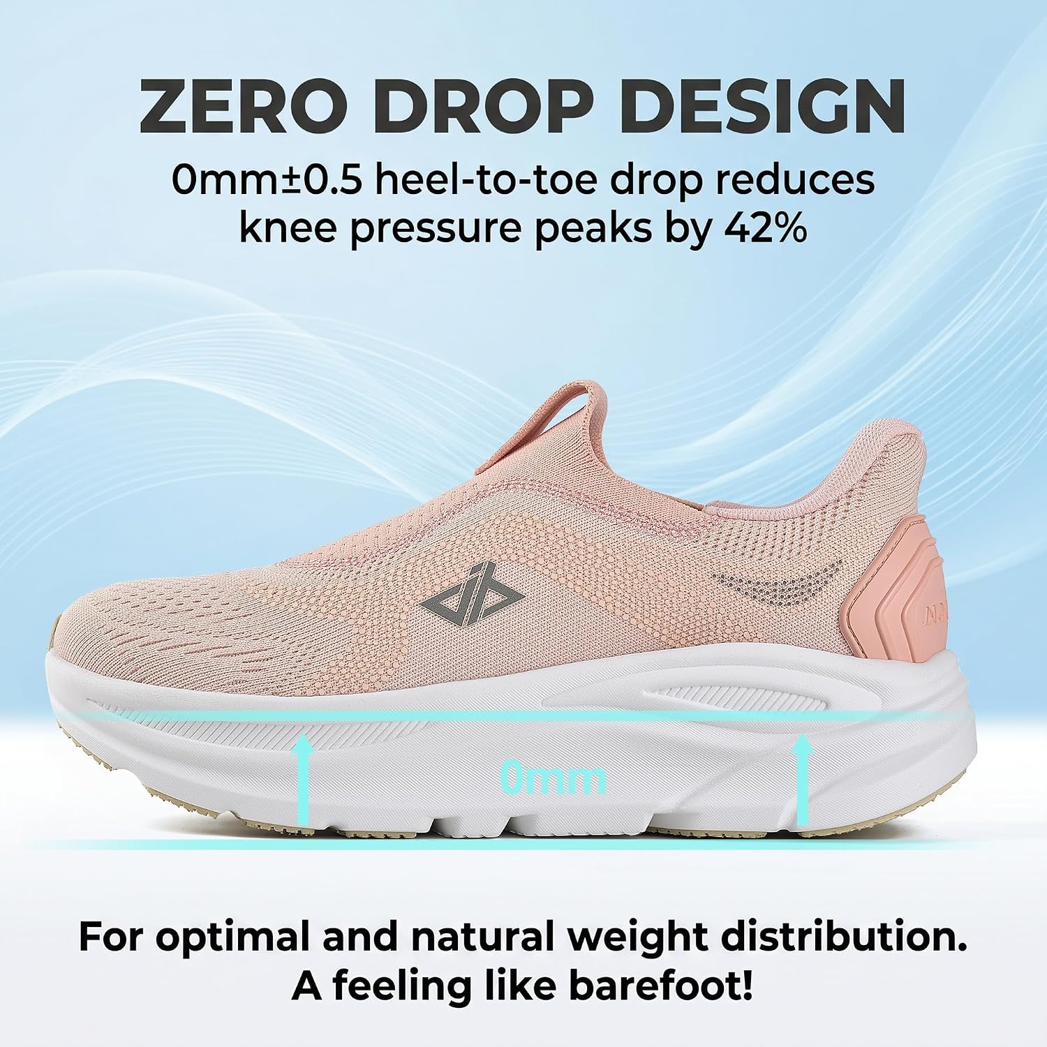 JACKSHIBO Womens Wide Toe Box Shoes Slip on Zero Drop Arch Support Sneakers | Hands Free, Orthopedic, Plantar Fasciitis, Slip in, Thick Sole, Cushion, Walking, Athletic, Tennis, Width, Metatarsal Pads(Slip on Pink)