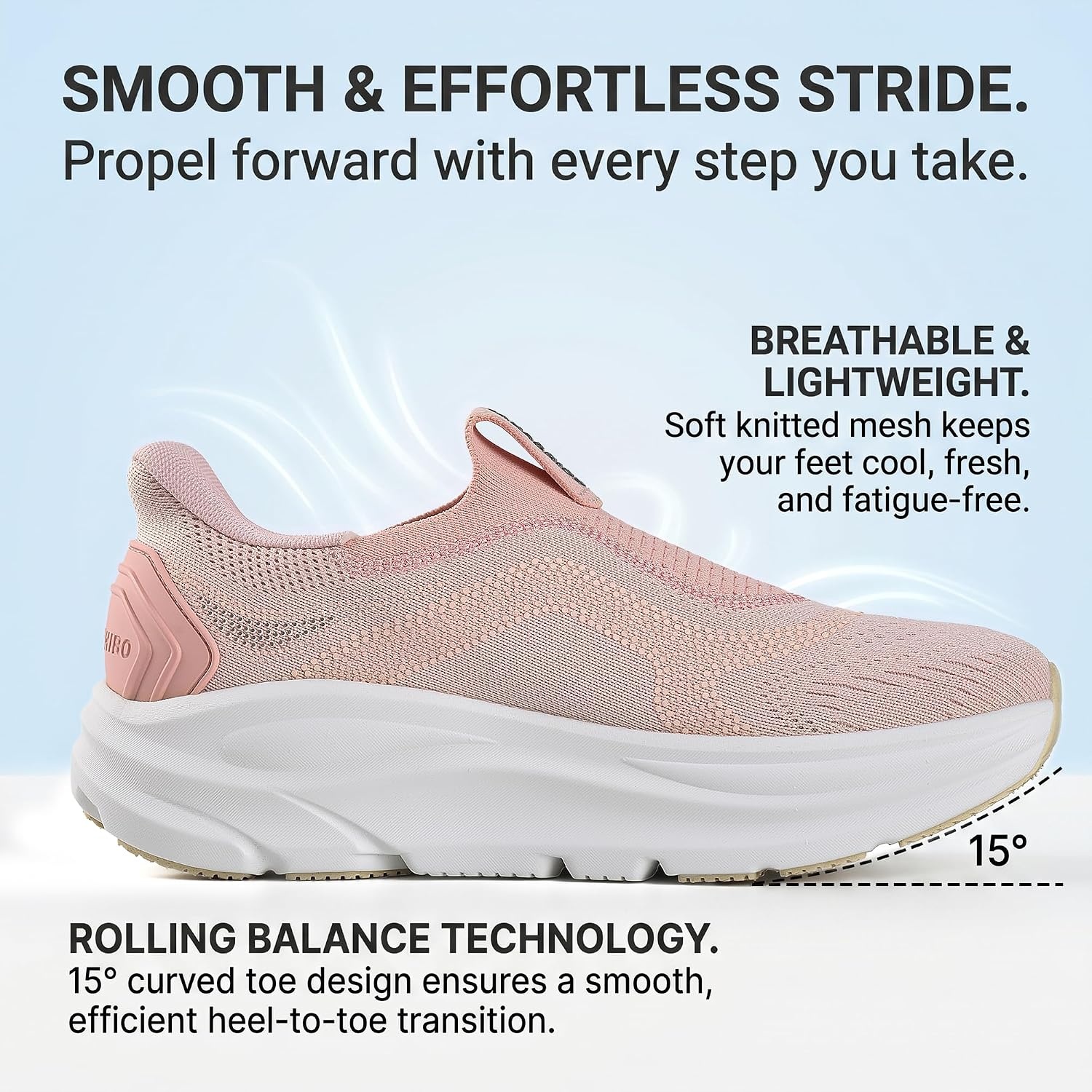JACKSHIBO Womens Wide Toe Box Shoes Slip on Zero Drop Arch Support Sneakers | Hands Free, Orthopedic, Plantar Fasciitis, Slip in, Thick Sole, Cushion, Walking, Athletic, Tennis, Width, Metatarsal Pads(Slip on Pink)