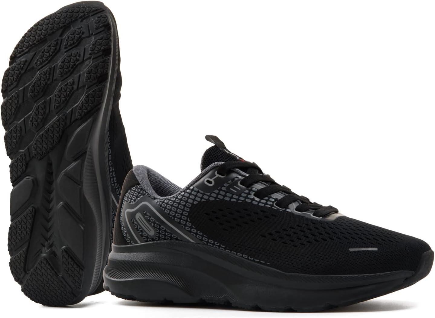 JACKSHIBO Wide Toe Box Shoes for Men Arch Support Shoes Wide Width Sneakers for Running Walking Athletic Tennis Orthopedic Plantar Fasciitis Workout with Thick Cushioned Zero Drop Sole(Black)