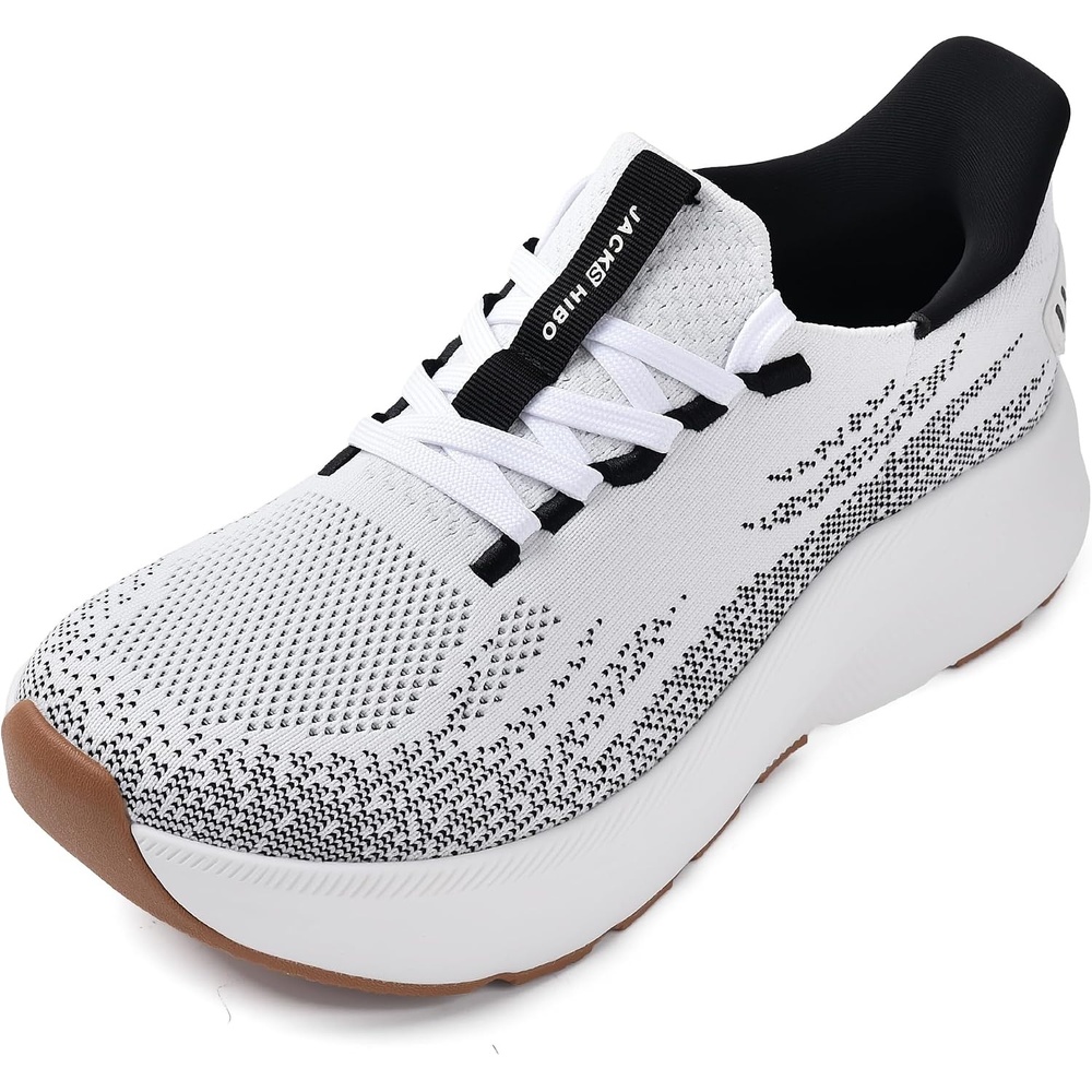 JACKSHIBO Slip in Women Hands Free Shoes Wide Toe Box Arch Support Sneakers | Slip on, Plantar Fasciitis Orthopedic, Metatarsal Pads, Thick Cushion Zero Drop Sole, Walking Athletic Tennis Gym Workout(Wide Toe Box Whitegray)
