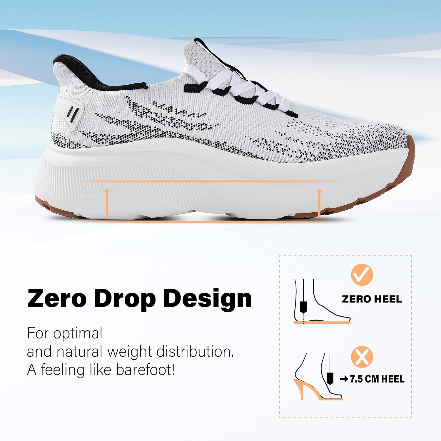 JACKSHIBO Slip in Women Hands Free Shoes Wide Toe Box Arch Support Sneakers | Slip on, Plantar Fasciitis Orthopedic, Metatarsal Pads, Thick Cushion Zero Drop Sole, Walking Athletic Tennis Gym Workout(Wide Toe Box Whitegray)