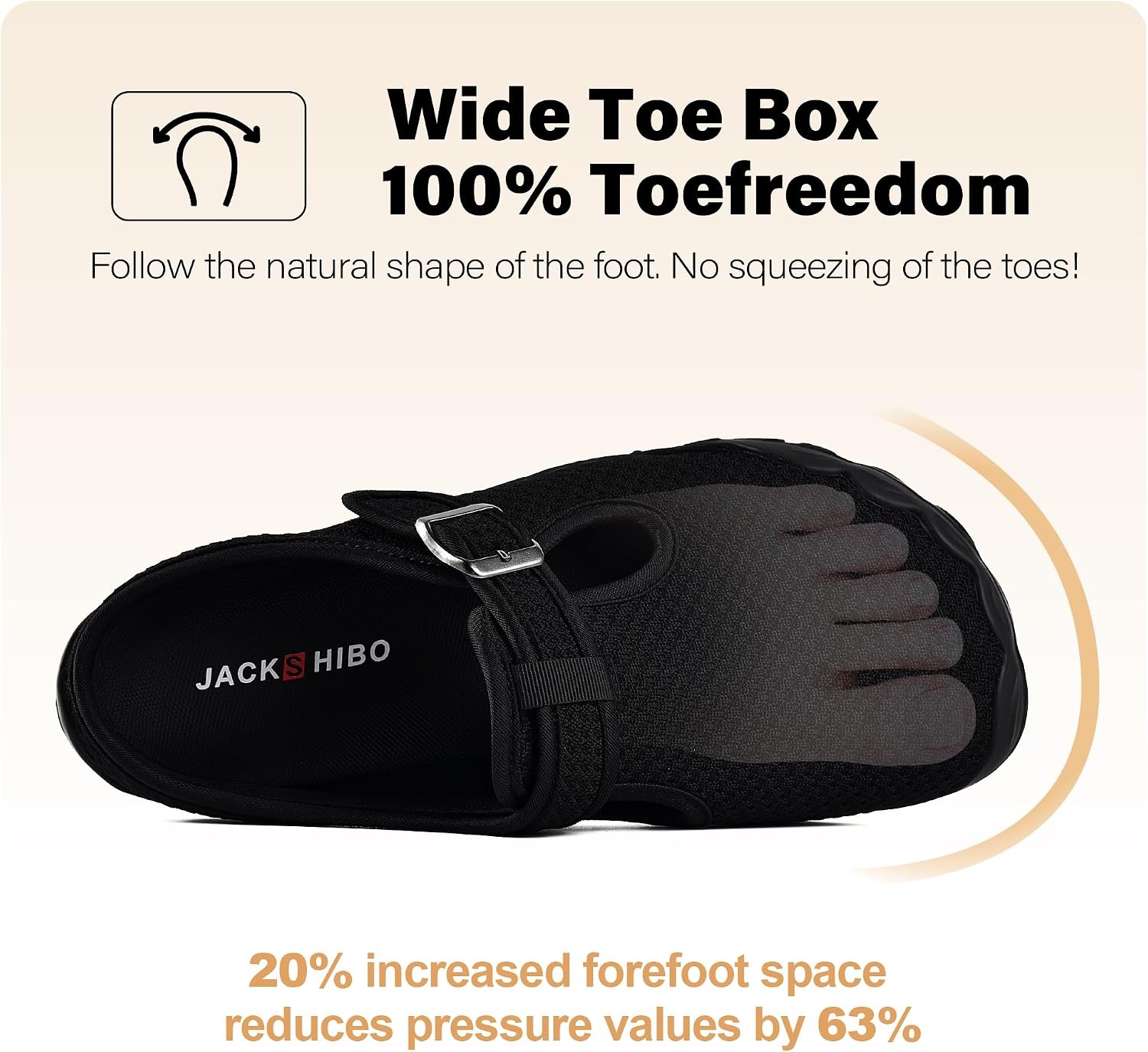 JACKSHIBO Women’s Mesh Mule Clogs Wide Toe Box Arch Support Slippers | Slip on, Closed Toe, Zero Drop, Plantar Fasciitis Orthopedic, Adjustable Buckle, Metatarsal Pads, Indoor Outdoor Backless(Slip on Black)