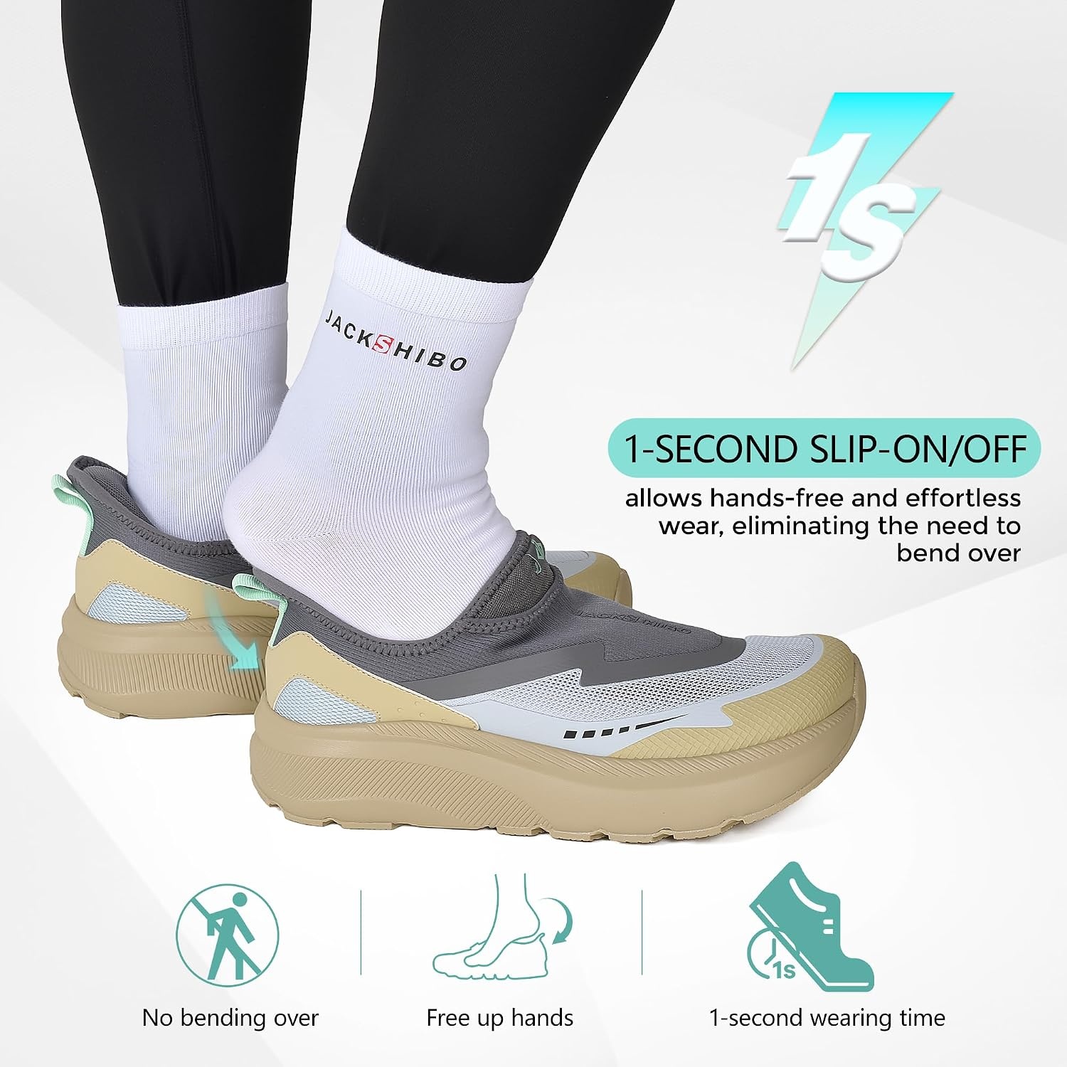 JACKSHIBO Men’s Wide Toe Box Slip on Walking Shoes Arch Support Sneakers | Slip in, Zero Drop, Plantar Fasciitis, Orthopedic Shoes, Cushion Thick Sole, Hands Free, Tennis Athletic, Metatarsal Pads(Slip on Grey)