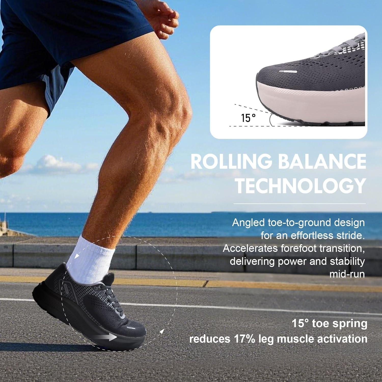 JACKSHIBO Wide Toe Box Shoes for Men Arch Support Shoes Wide Width Sneakers for Running Walking Athletic Tennis Orthopedic Plantar Fasciitis Workout with Thick Cushioned Zero Drop Sole(Grey)