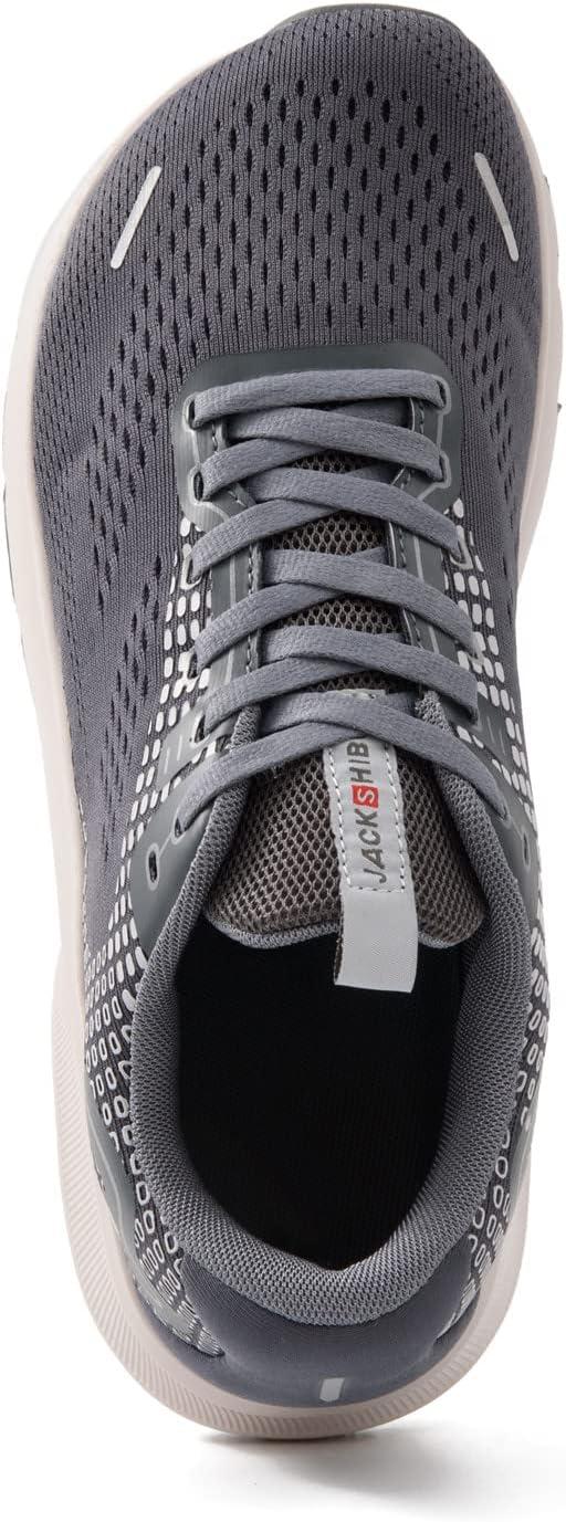 JACKSHIBO Wide Toe Box Shoes for Men Arch Support Shoes Wide Width Sneakers for Running Walking Athletic Tennis Orthopedic Plantar Fasciitis Workout with Thick Cushioned Zero Drop Sole(Grey)