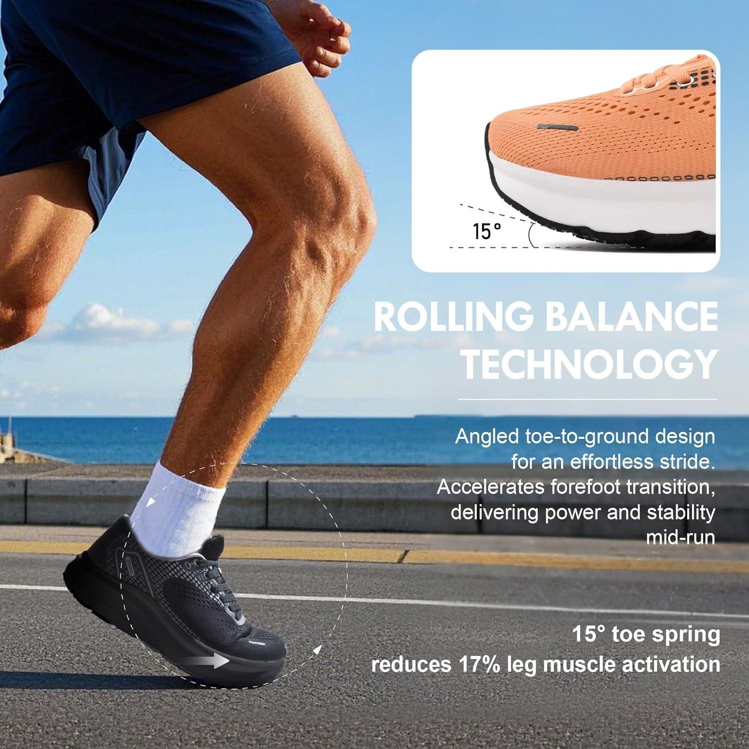JACKSHIBO Wide Toe Box Shoes for Men Arch Support Shoes Wide Width Sneakers for Running Walking Athletic Tennis Orthopedic Plantar Fasciitis Workout with Thick Cushioned Zero Drop Sole(Orange)