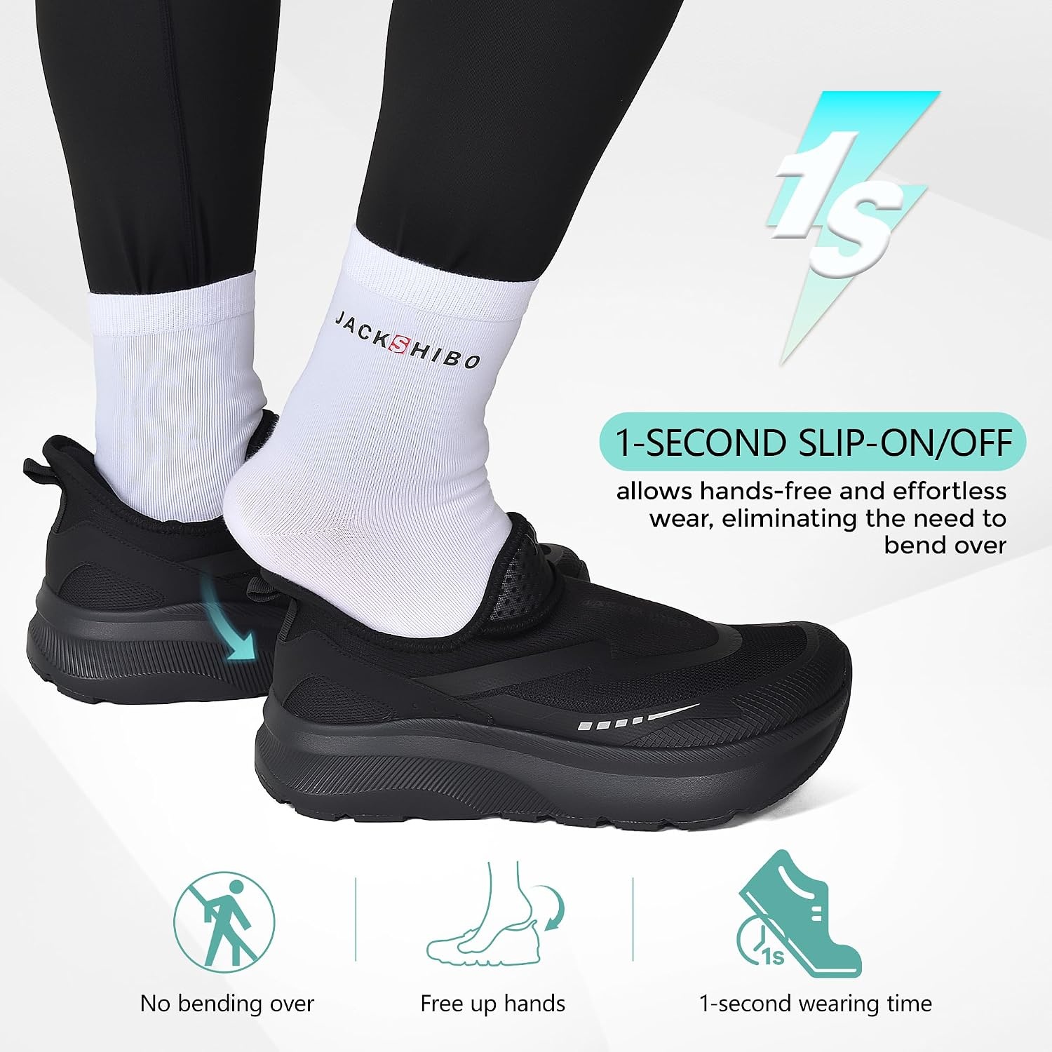 JACKSHIBO Men’s Wide Toe Box Slip on Walking Shoes Arch Support Sneakers | Slip in, Zero Drop, Plantar Fasciitis, Orthopedic Shoes, Cushion Thick Sole, Hands Free, Tennis Athletic, Metatarsal Pads(Slip on Black)
