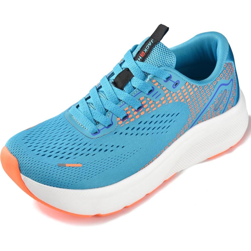 JACKSHIBO Wide Toe Box Shoes for Men Arch Support Shoes Wide Width Sneakers for Running Walking Athletic Tennis Orthopedic Plantar Fasciitis Workout with Thick Cushioned Zero Drop Sole(Lightblue)