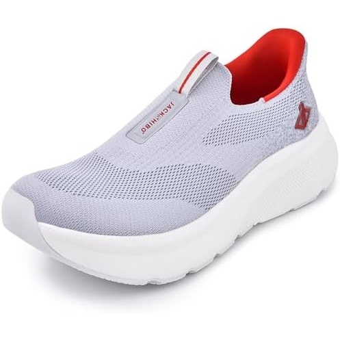 Men Slip in Free up Hands Shoe Wide Toe Box Arch Support Orthopedic Walking(Slip On-grey)