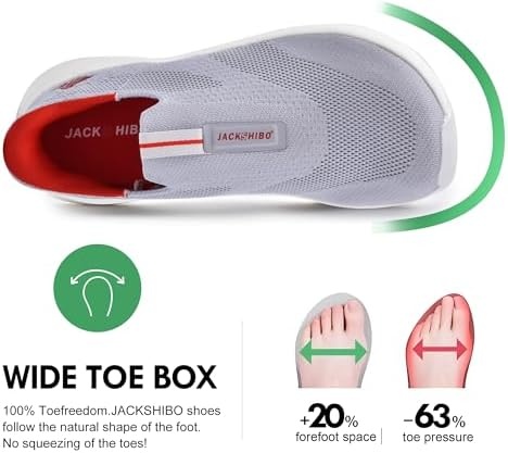 Men Slip in Free up Hands Shoe Wide Toe Box Arch Support Orthopedic Walking(Slip On-grey)
