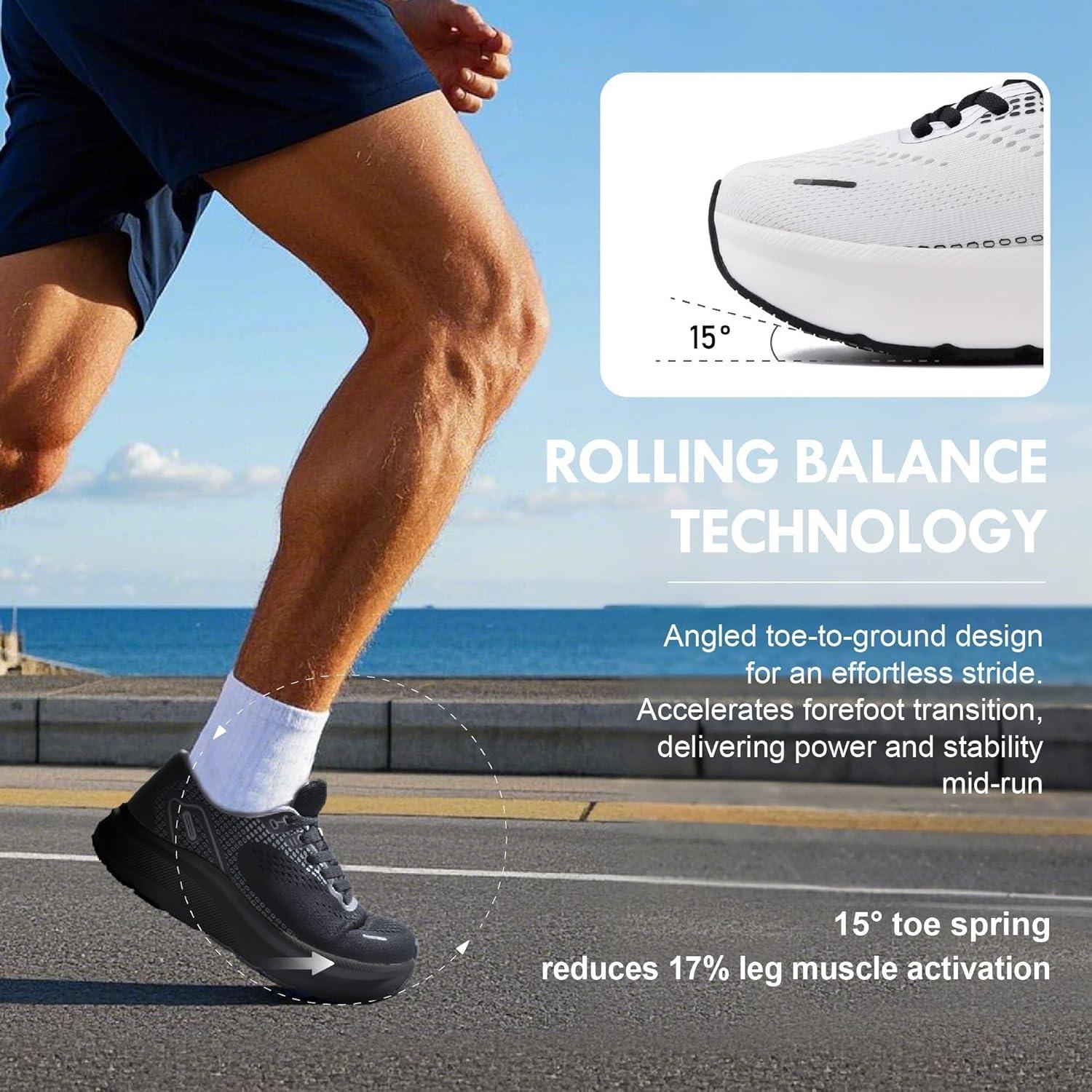 JACKSHIBO Wide Toe Box Shoes for Men Arch Support Shoes Wide Width Sneakers for Running Walking Athletic Tennis Orthopedic Plantar Fasciitis Workout with Thick Cushioned Zero Drop Sole(White)